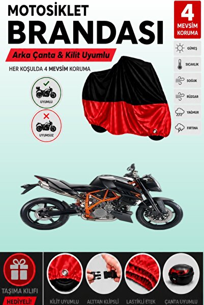 Cemku Double Black Top - Red Bottom, Rear Bag Compatible Ktm 990 Super Duke M...