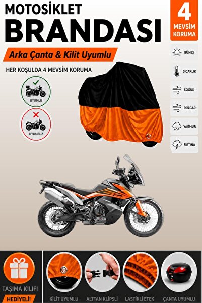 Cemku Double Black Top - Orange Bottom, Rear Bag Compatible Ktm 790 Adventure...