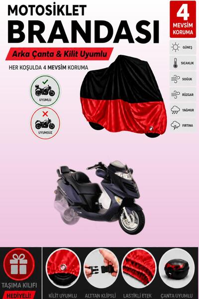 Cemku Double Black Top - Red Bottom, Rear Bag Compatible Kymco Grand Dink 150...