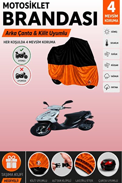Cemku Double Black Top - Orange Bottom, Rear Bag Compatible Sym Jet 100 Motor...