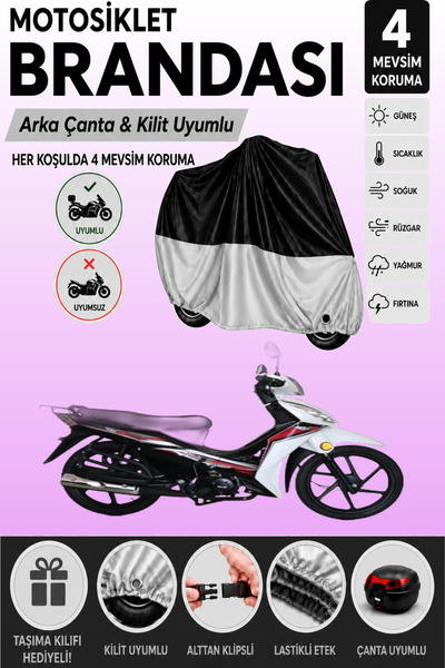 Cemku Double Black Top - Gray Bottom, Rear Bag Compatible Rks Next 50 Motorcy...