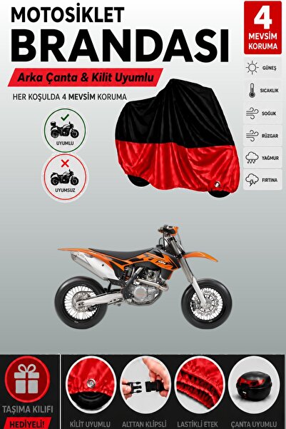 Cemku Double Black Top - Red Bottom, Rear Bag Compatible Ktm 450 Smr Motorcyc...