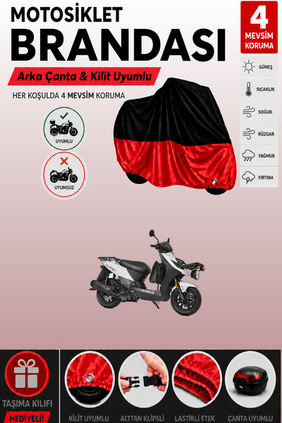 Cemku Double Black Top - Red Bottom, Rear Bag Compatible Kymco Agility Carry ...