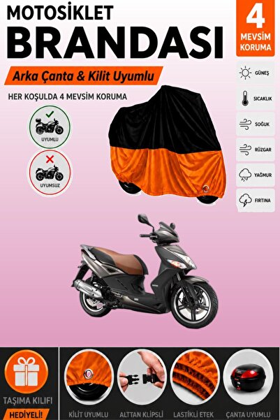 Cemku Double Black Top - Orange Bottom, Rear Bag Compatible Kymco Agility Cit...