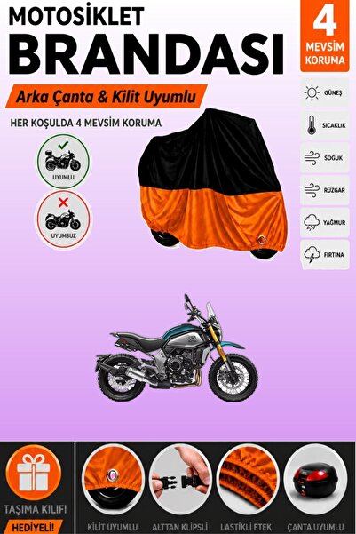 Cemku Double Black Top - Orange Bottom, Rear Bag Compatible Cfmoto 700Cl-X Ad...