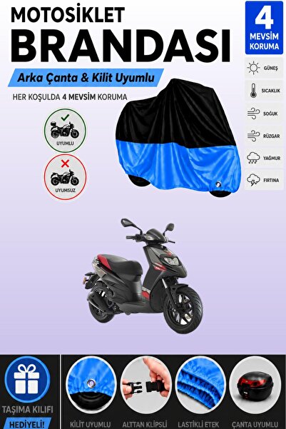 Cemku Double Black Top - Blue Bottom, Rear Bag Compatible Aprilia Sr 125 Moto...