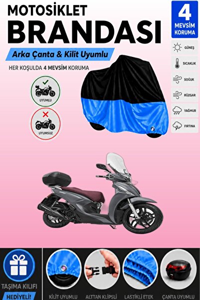 Cemku Double Black Top - Blue Bottom, Rear Bag Compatible Kymco People S 125I...