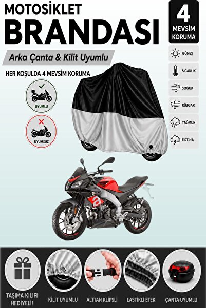 Cemku Double Black Top - Gray Bottom, Rear Bag Compatible Aprilia Tuono 125 M...