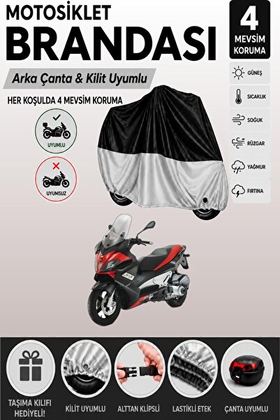 Cemku Double Black Top - Gray Bottom, Rear Bag Compatible Aprilia Sr Max 300 ...
