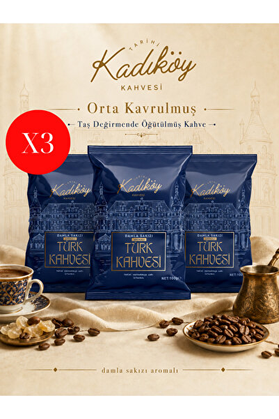 Tarihi Kadıköy Kahvesi Damla Sakızlı Türk Kahvesi 100gr 3'lü Paket 3x100g