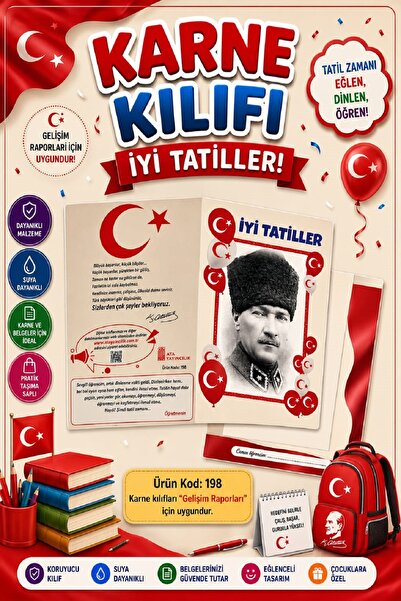 Ata Yayıncılık Ata Okul Öncesi ve İlkokullar İçin Karne Kılıfı (Gelişim Dosya...