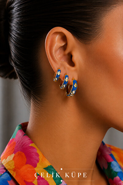 Jack Ferrero 3-Piece Enameled Women's Steel Earrings