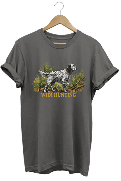 WİDİ English Setter Dog Printed Crew Neck Cotton Outdoor and Camping T-Shirt
