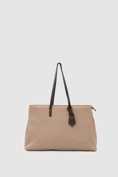 Shule Bags 15" Twill Textured Technical Fabric Laptop Bag Milky Brown