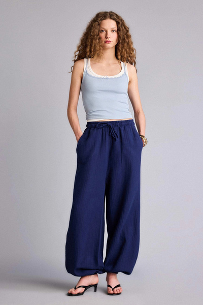 DeFacto H5155Axnv42 Navy Blue Balloon Fit Double Pocket Regular Waist Standar...