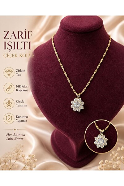 Up Atelier Cm Jewelry Elegant Sparkle Flower Necklace Zircon Stone Plated