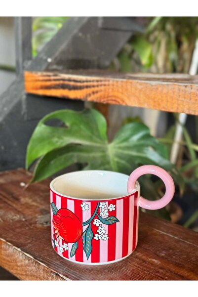 şirineşyalarım Pome Series Porcelain Pink Mug with Handle 370 ml - 1 Piece