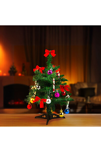 OEM Brad artificial, 40 cm, 20 decoratiuni incluse, set complet cu globuri, f...