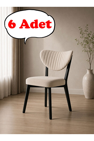 Teknor 6 Adet Elma Sandalye Modern Kadife Kapitone Sırtlı Mutfak Yemek Odası ...