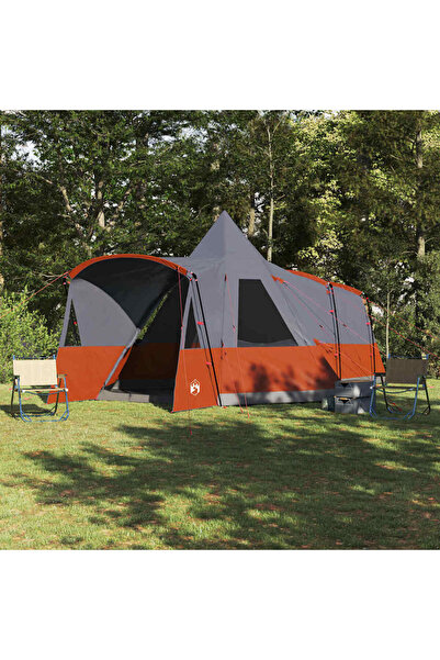 vidaxl Cort Teepee pentru 8 Persoane cu acoperis Gri si Portocalie