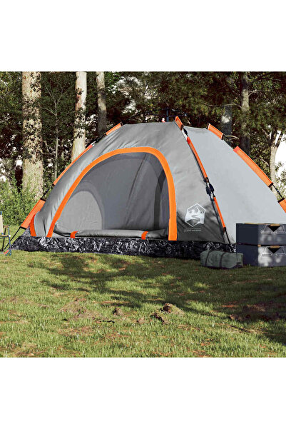 vidaxl Cort camping, 5 persoane, gri/oranj, setare rapida