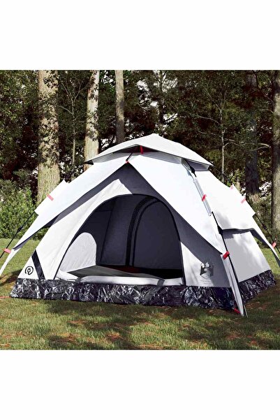 vidaxl 3-person camping tent, opaque white, quick set-up, fabric