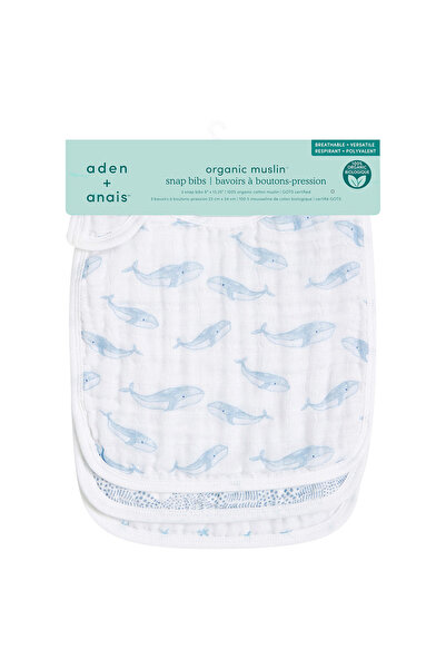 aden + anais - Organic Muslin Snap Bib - Pack of 3 - Oceanic