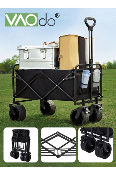 VAODO Collapsible Folding Utility Wagon, Wagon Carts Heavy Duty, Large Capaci...