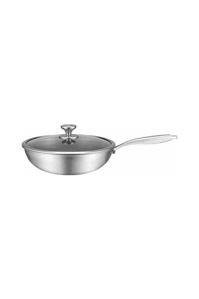 EDENBERG Ανοξείδωτο Τηγάνι Wok 28cm από με Γυάλινο Καπάκι και Αντικολλητική Ε...