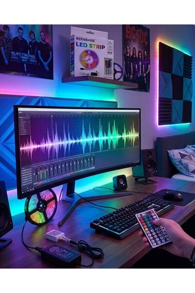 Genel Markalar 5050 RGB LED Şerit 5 Metre Uzaktan Kumandalı Ortam Aydınlatma ...