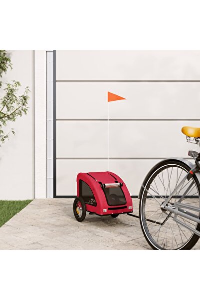 vidaxl Remorcă de bicicletă animale companie, roșu, textil oxford/fier