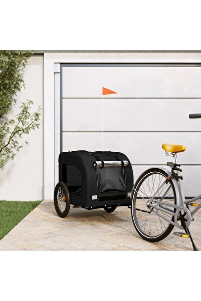 vidaxl Remorcă bicicletă animale companie, negru, textil oxford/fier