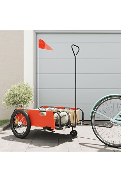 vidaxl Bicycle trailer, orange and black, oxford fabric and iron