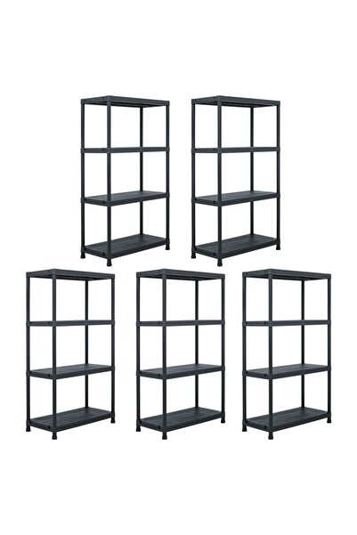 vidaxl Rafturi de depozitare, 5 buc. negru, 60 x 30 x 138 cm plastic