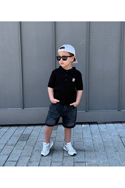 MİNİK DÜŞLER Tricotaj pentru băieți, tricou cu guler polo, set pantaloni scur...