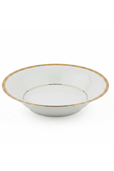 Ascot White Porcelain Soup Bowl with Gold Rim | 5 Inch