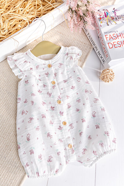 Babymod Floral Patterned Muslin Summer Baby Girl Jumpsuit