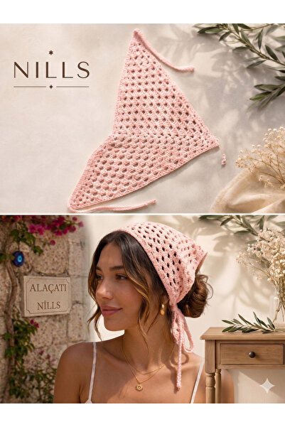 NİLLS El Örgüsü Nefes Alabilen Hafif KADIN FİLE MODEL BANDANA ÖRME ŞIK BASİC ...