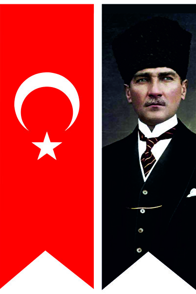 MAVİ DENİZ REKLAM TÜRK BAYARAĞI VE ATATÜRK KALPAKLI RESİM KIRLANGIÇ 70X210 CM