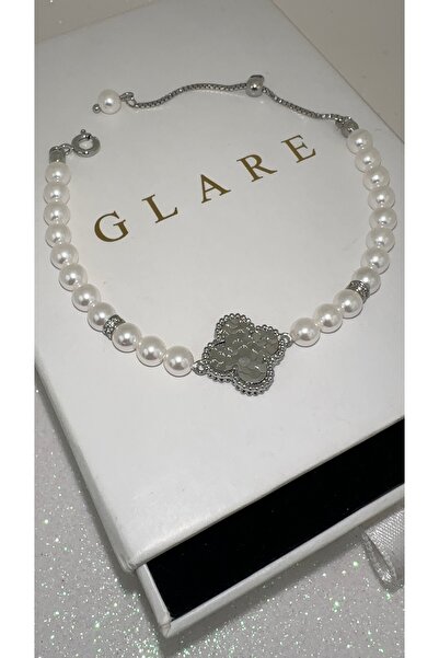 GLARE JEWELRY CO سوار يونكا موديل من الفولاذ المقاوم للصدأ مرصع باللؤلؤ 15+3 سم