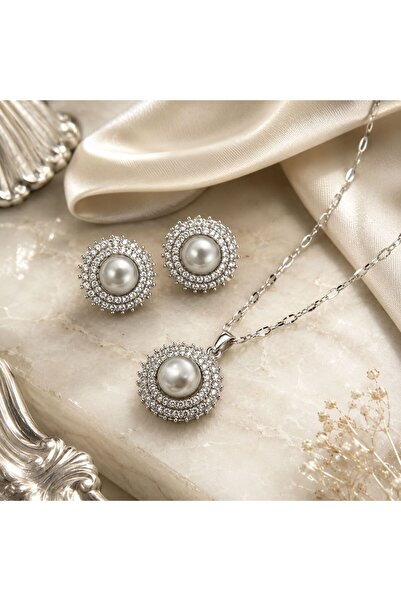 MAGNORA Women's jewelry set, gold-plated necklace and earrings