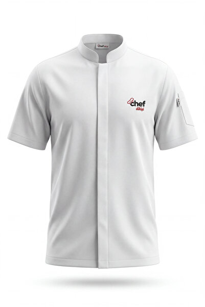ChefDikişi Short Sleeve Hidden Placket White Men's Chef Jacket - Chef Jacket ...