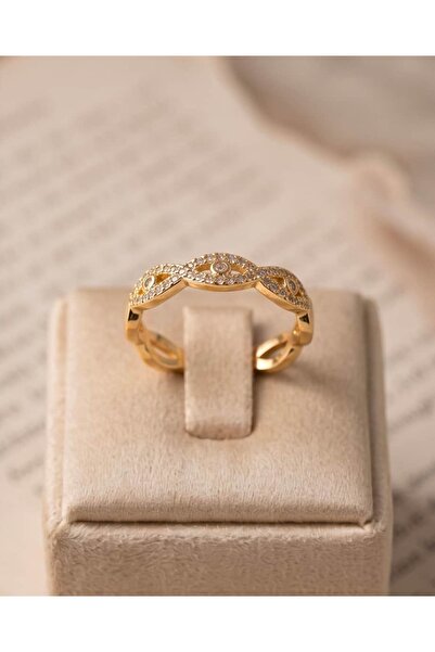 Portakal Esintisi Eylora Zircon Stone Eye Motif Adjustable Ring