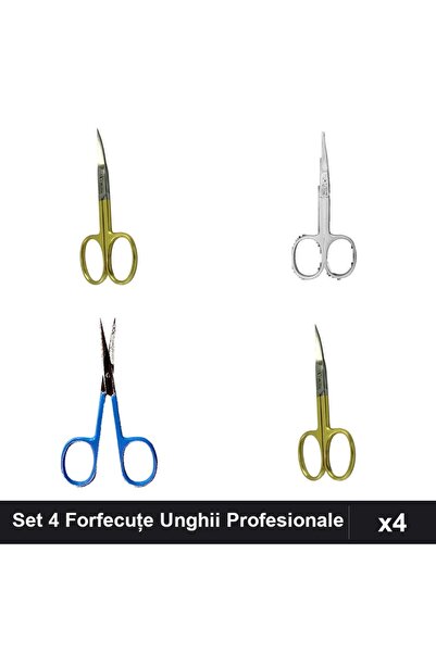 One Group Set 4 Forfecuțe Unghii Profesionale Aurii Argintii, Clești Cuticule
