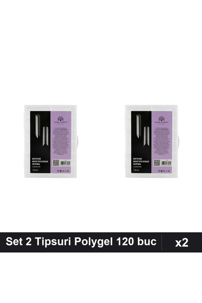 global fashion Set 2 Tipsuri Reutilizabile Polygel 120 buc, Formă Arcuită, Ex...