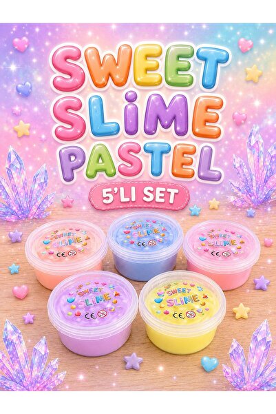 ümit toys Sweet Slime Pastel 5’li Set – Parlak Şeffaf Yumuşak Esnek Slime Oyu...