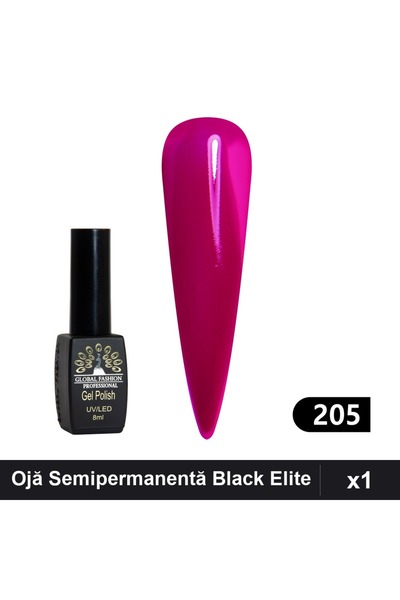 global fashion Ojă Semipermanentă Black Elite 8ml, Global Fashion, Manichiură...
