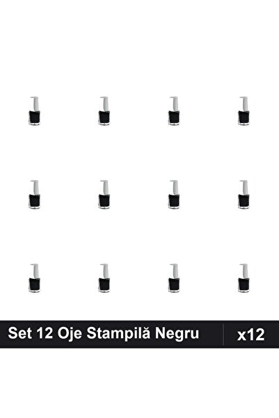 NAİLS Set 12 Oje Semipermanente Lily Angel Negru 5ml, Stampilă Manichiură UV/LED