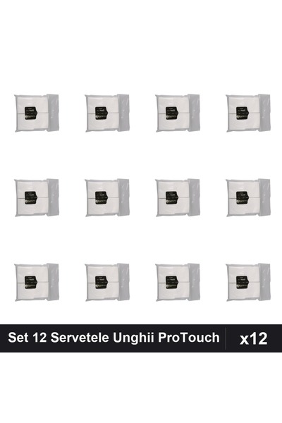 NAİLS Set 12 Servetele Unghii ProTouch 200 bucati, Cleaner Remover Acetonă, M...