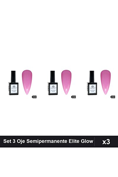 global fashion Set of 3 Elite Glow Semi-Permanent Nail Polish 15ml, Gel Polis...